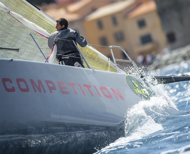 PAUL & SHARK COMPETITION (ITA) prepares to hoist the spinnaker - Giraglia Rolex Cup 2012 &copy;  Rolex/ Kurt Arrigo http://www.regattanews.com